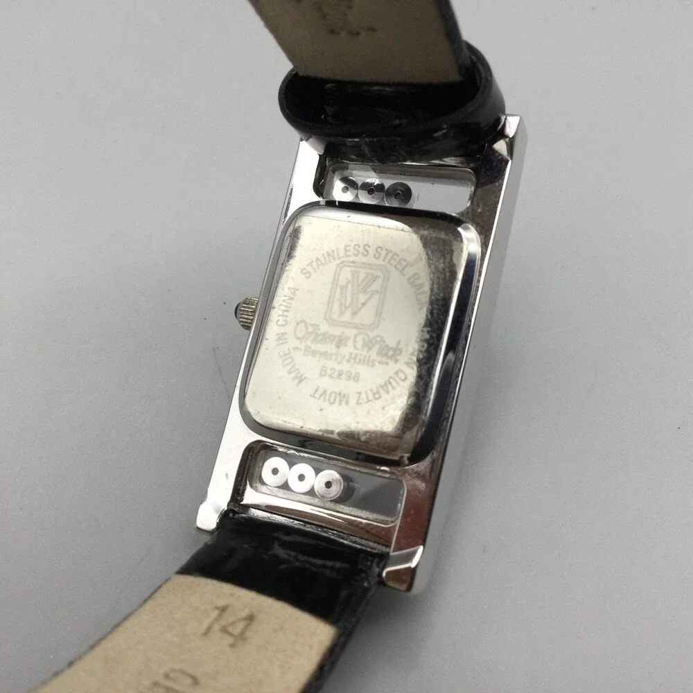Victoria Wieck Womens Watch 19mm MOP Dial Leather Crystal Bezel New Battery